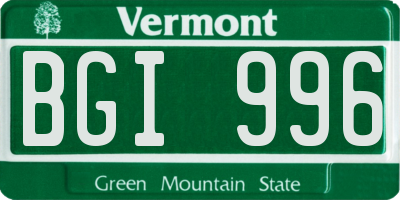 VT license plate BGI996
