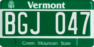 VT license plate BGJ047