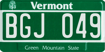 VT license plate BGJ049