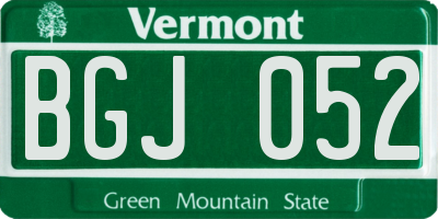 VT license plate BGJ052