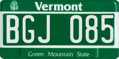 VT license plate BGJ085