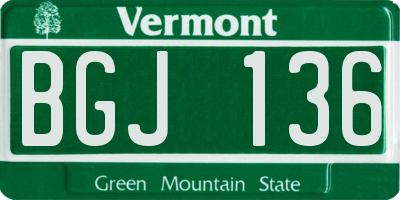 VT license plate BGJ136