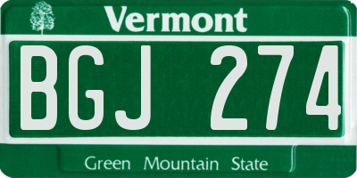 VT license plate BGJ274