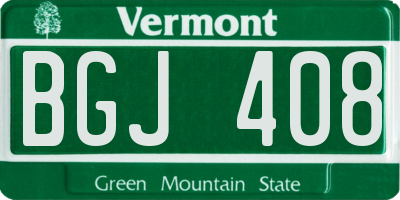 VT license plate BGJ408