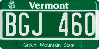 VT license plate BGJ460