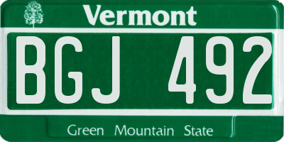 VT license plate BGJ492