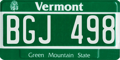 VT license plate BGJ498