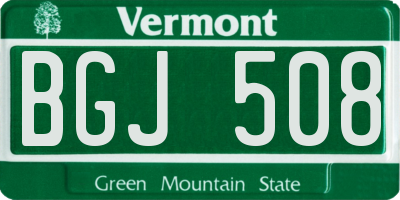 VT license plate BGJ508