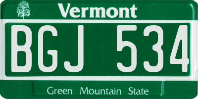 VT license plate BGJ534