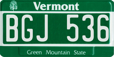 VT license plate BGJ536