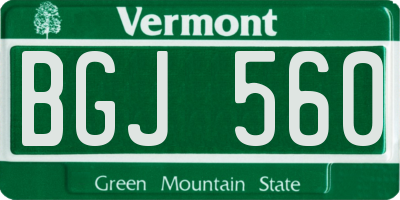 VT license plate BGJ560