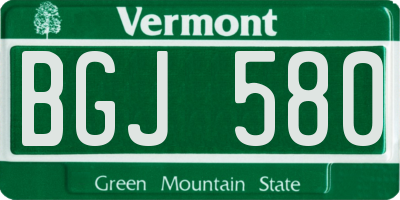 VT license plate BGJ580