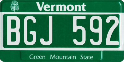 VT license plate BGJ592