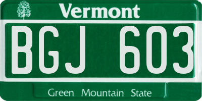 VT license plate BGJ603