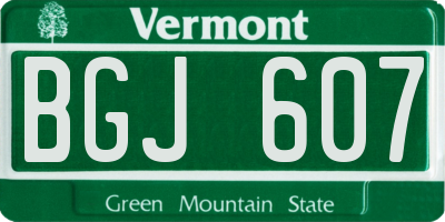 VT license plate BGJ607