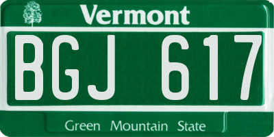 VT license plate BGJ617
