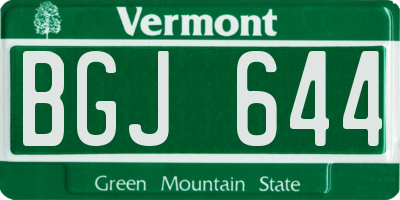 VT license plate BGJ644