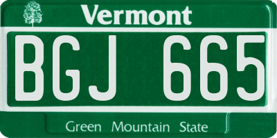 VT license plate BGJ665