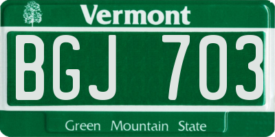 VT license plate BGJ703