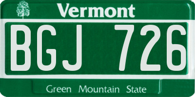 VT license plate BGJ726