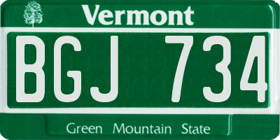 VT license plate BGJ734
