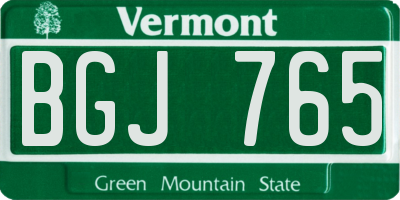 VT license plate BGJ765