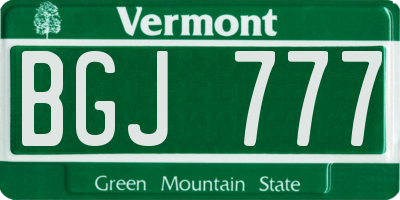 VT license plate BGJ777