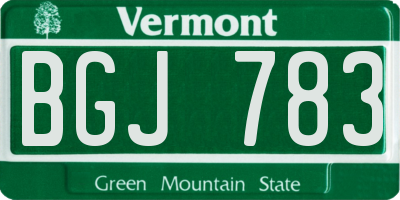 VT license plate BGJ783