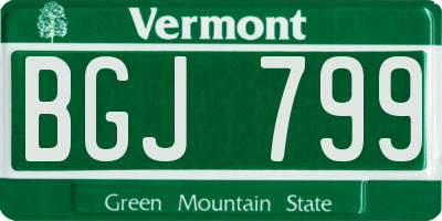 VT license plate BGJ799