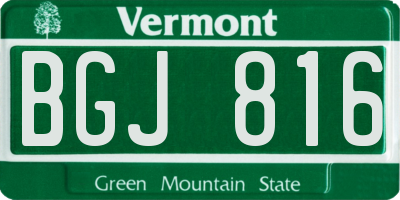 VT license plate BGJ816