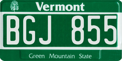 VT license plate BGJ855