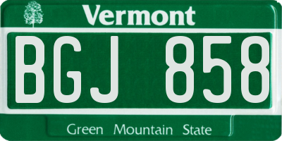 VT license plate BGJ858