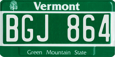 VT license plate BGJ864