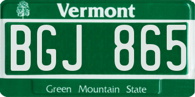 VT license plate BGJ865