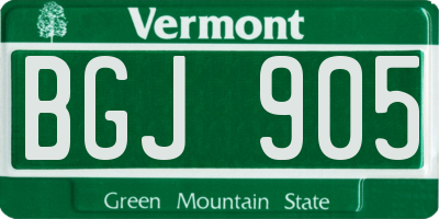 VT license plate BGJ905