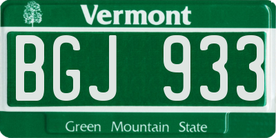VT license plate BGJ933
