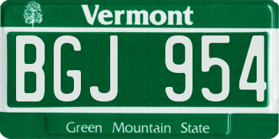 VT license plate BGJ954