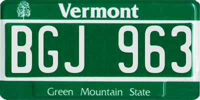 VT license plate BGJ963
