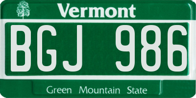 VT license plate BGJ986