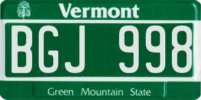 VT license plate BGJ998