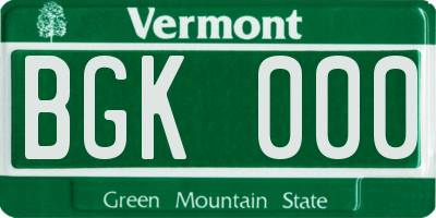 VT license plate BGK000