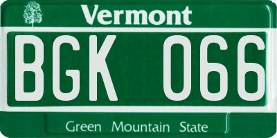 VT license plate BGK066