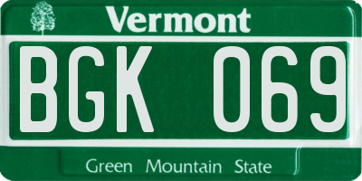 VT license plate BGK069