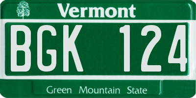 VT license plate BGK124