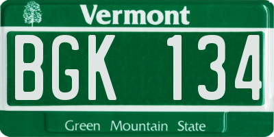 VT license plate BGK134