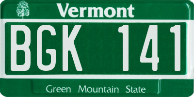 VT license plate BGK141