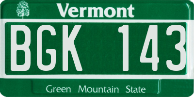VT license plate BGK143