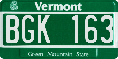 VT license plate BGK163