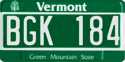 VT license plate BGK184