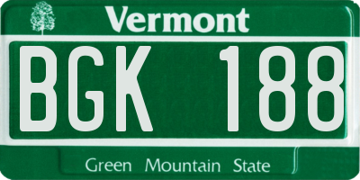 VT license plate BGK188